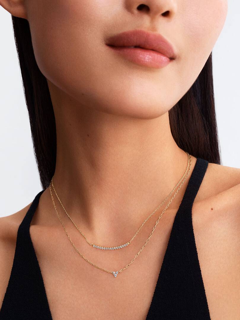 Pandora Era 14k Gold Lab-grown Diamond Pavé Bar Necklace 0.26 ct TW, 14k gold
