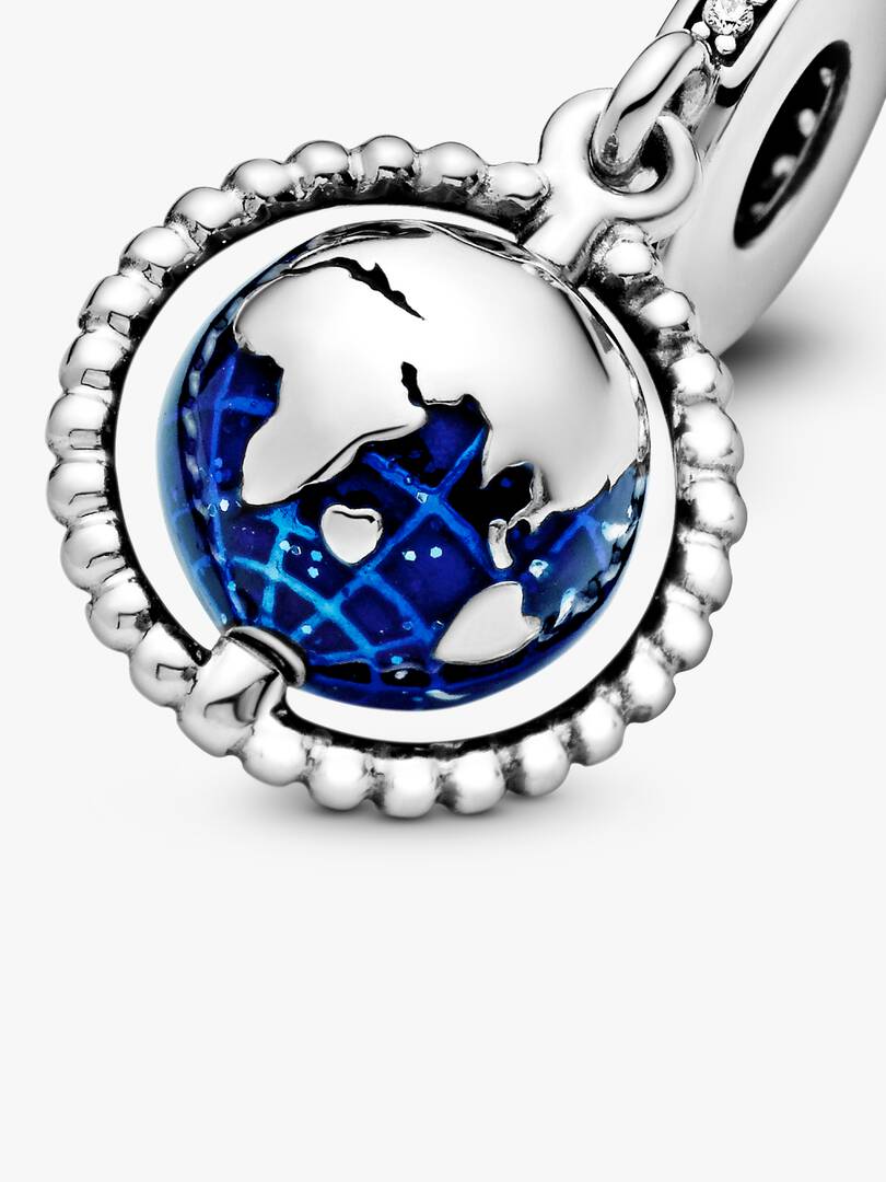 Spinning Globe Dangle Charm Sterling silver