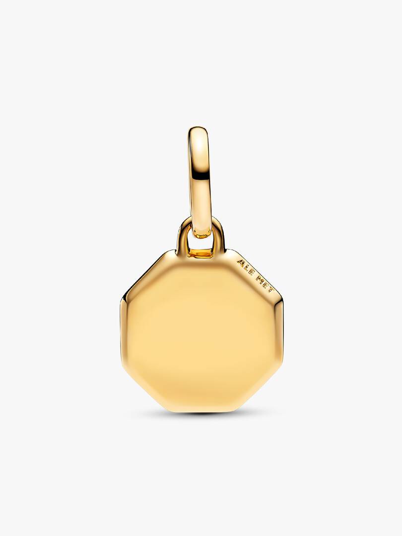 Blue Engravable Mini Medallion Charm 14k gold plating