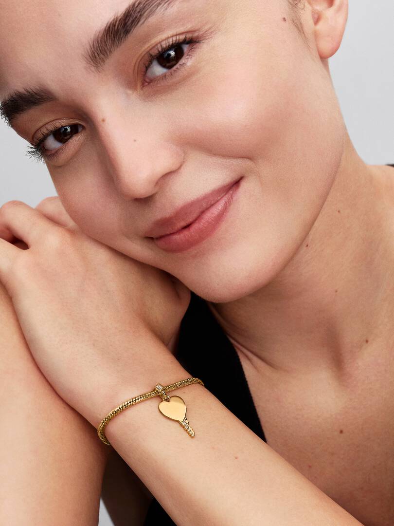 Engravable Heart Key Pendant 14k gold plating