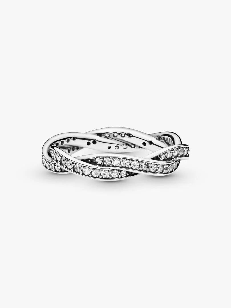 Sparkling Twisted Lines Ring Sterling silver