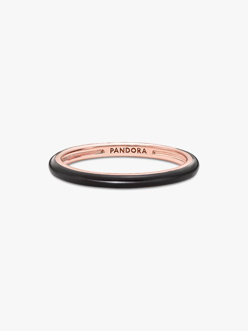 Pandora ME Black Enamel Ring 14k rose gold plating