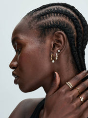 FINAL SALE - Treated Freshwater Cultured Pearls Open Hoop Earrings 14k gold plating