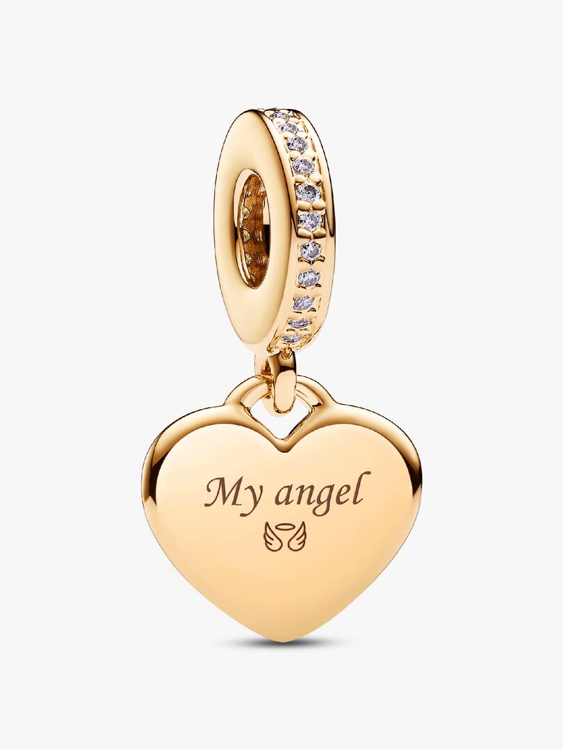 Engravable Heart Tag Dangle Charm 14k gold plating