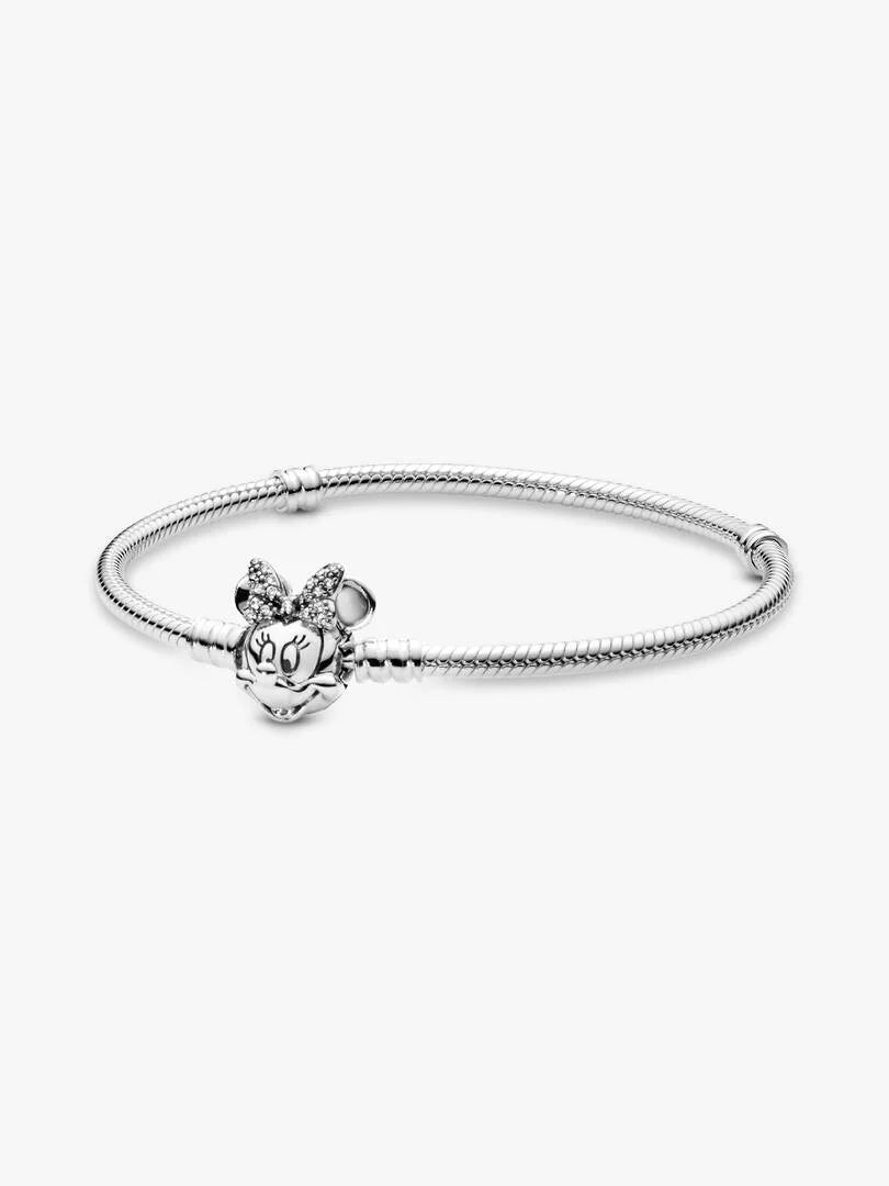 Disney Pandora Moments Pavé Minnie Mouse Clasp Snake Chain Bracelet Sterling silver