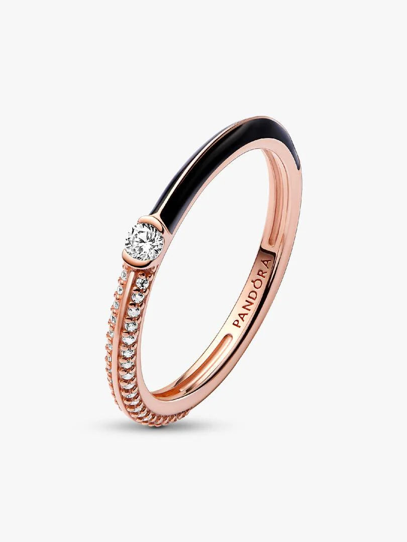 FINAL SALE - Pandora ME Pavé & Black Dual Ring 14k rose gold plating