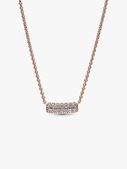 FINAL SALE - Pandora Timeless Pavé Double-row Bar Collier Necklace 14k rose gold plating
