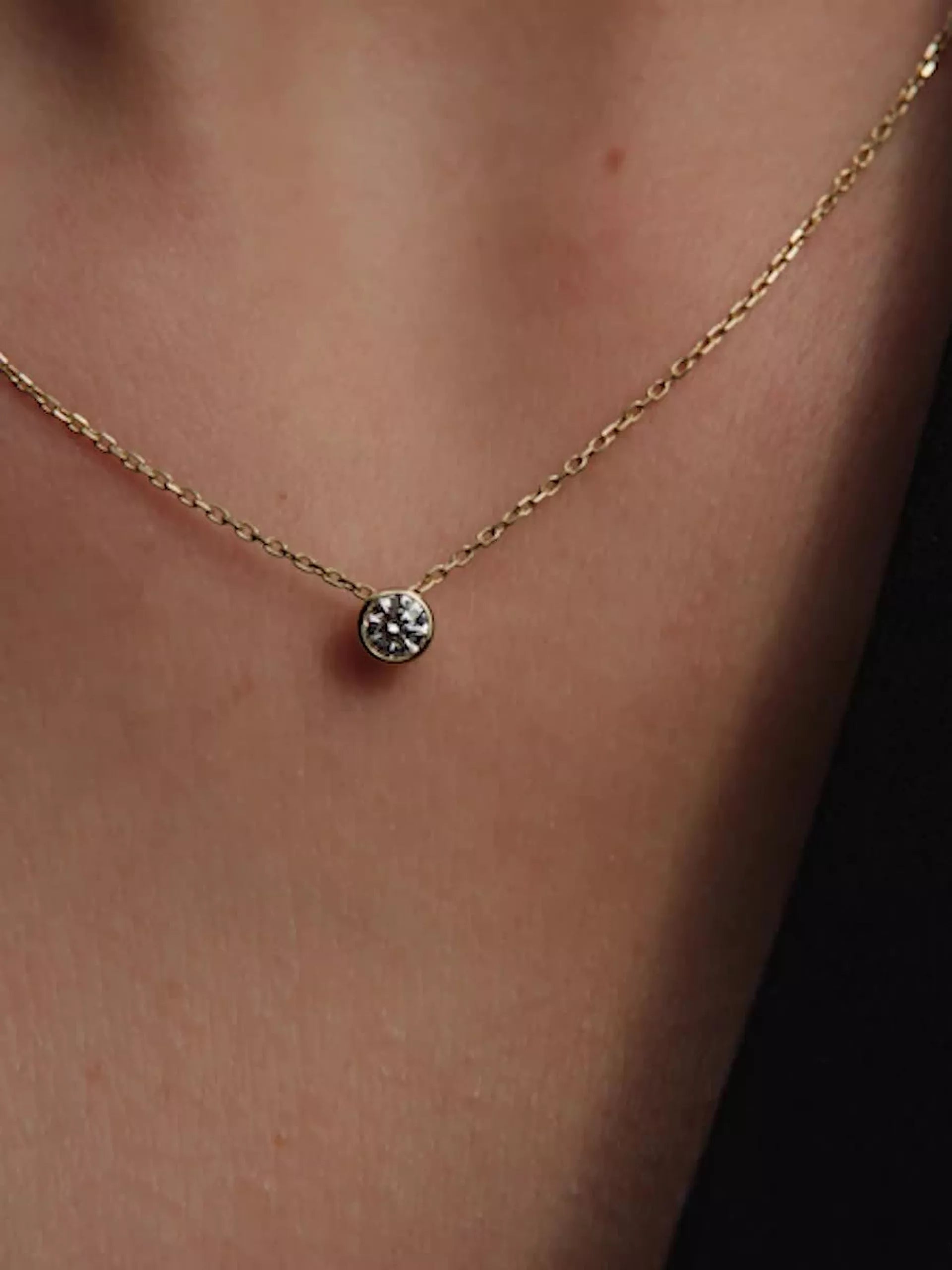 Pandora Era Bezel 14k Gold Lab-grown Diamond Pendant Necklace 0.25 ct TW, 14k gold