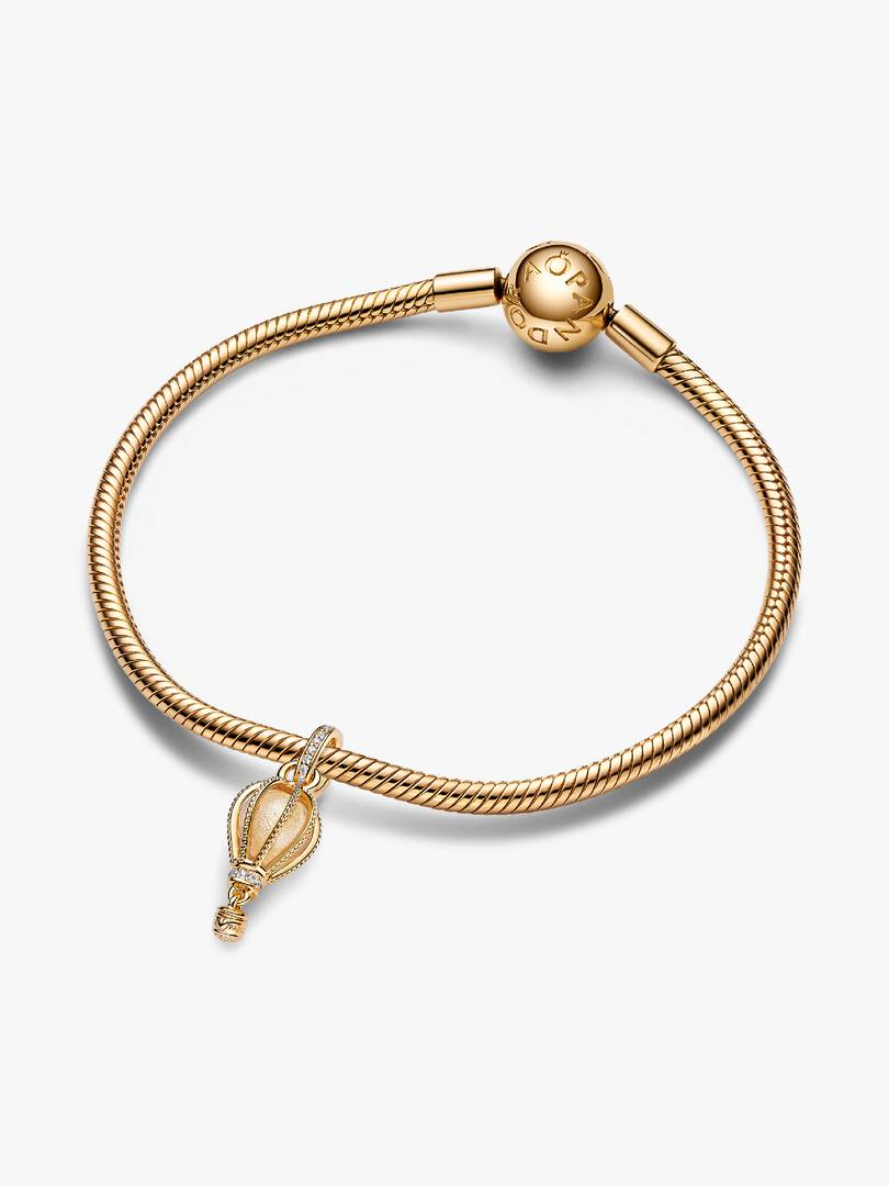 Sparkling Clear Hot Air Balloon Dangle Charm 14k gold plating