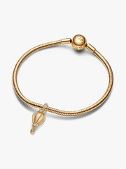 Sparkling Clear Hot Air Balloon Dangle Charm 14k gold plating