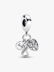 Family Infinity Triple Dangle Charm Sterling silver