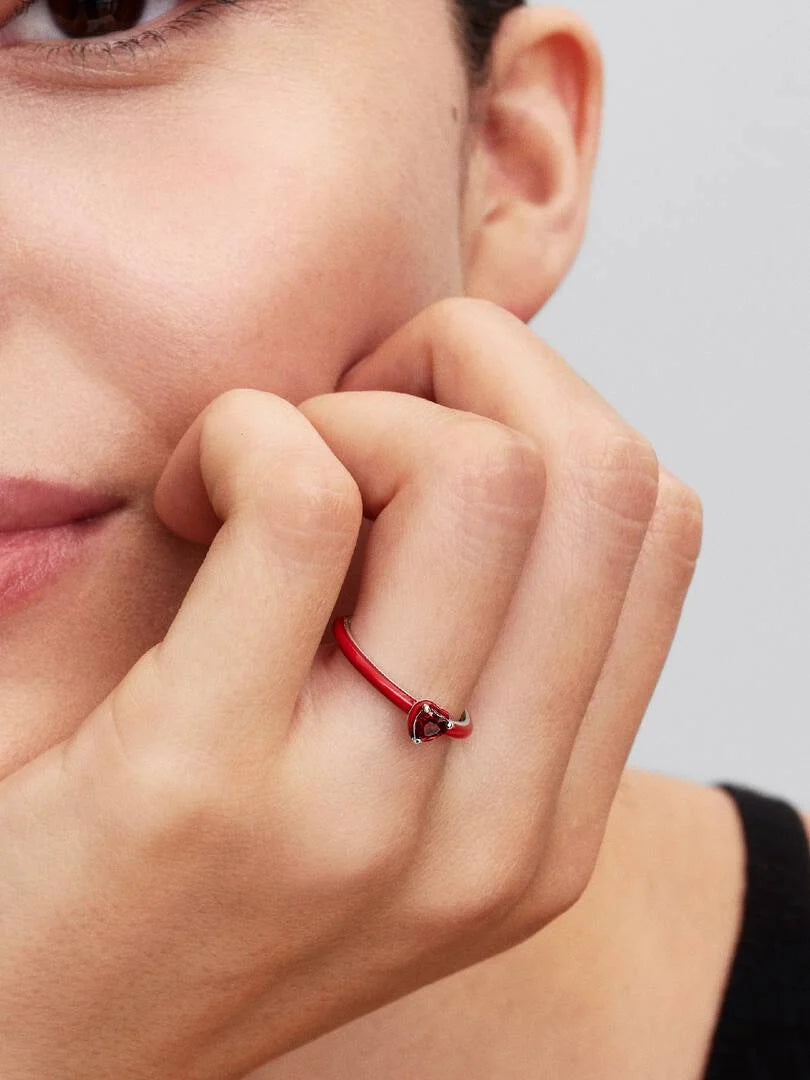 Red Chakra Heart Ring Sterling silver