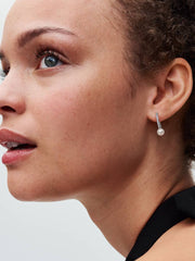 FINAL SALE - Treated Freshwater Cultured Pearl & Pavé Hoop Earrings Sterling silver