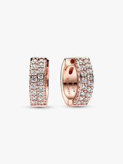FINAL SALE - Pandora Timeless Pavé Double-row Hoop Earrings 14k rose gold plating