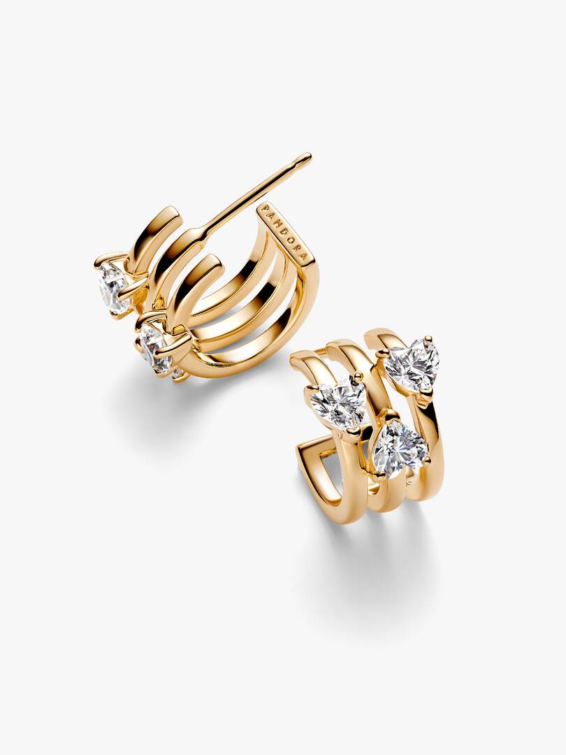 FINAL SALE - Triple Heart Hoop Earrings 14k gold plating