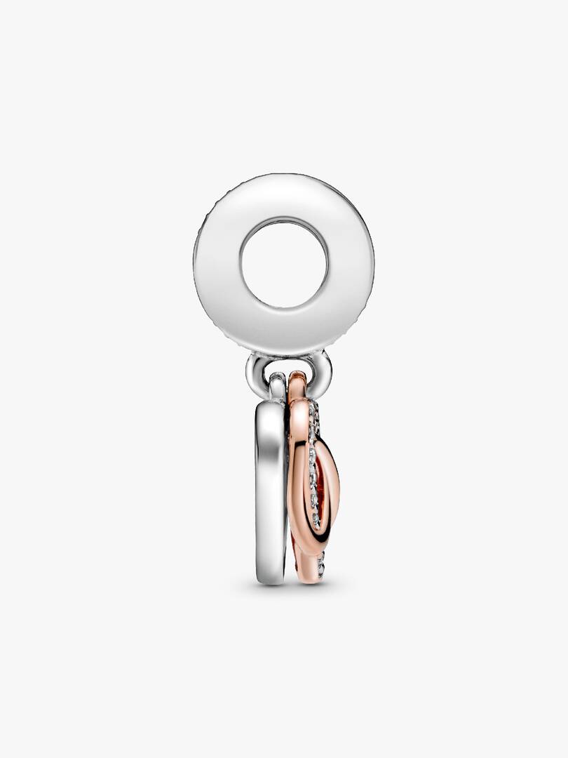 Sparkling Infinity Heart Dangle Charm Sterling silver, 14k rose gold plating