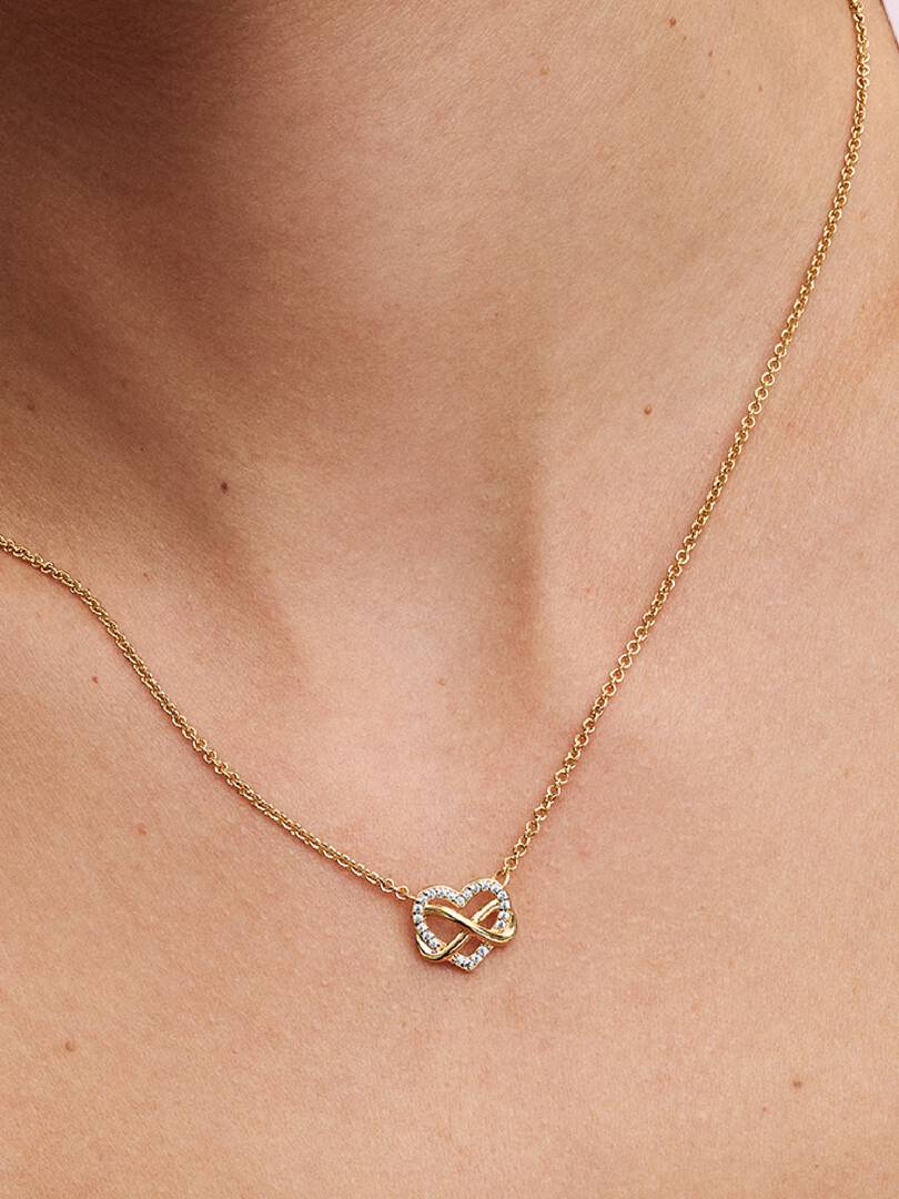 Sparkling Infinity Heart Collier Necklace 14k gold plating