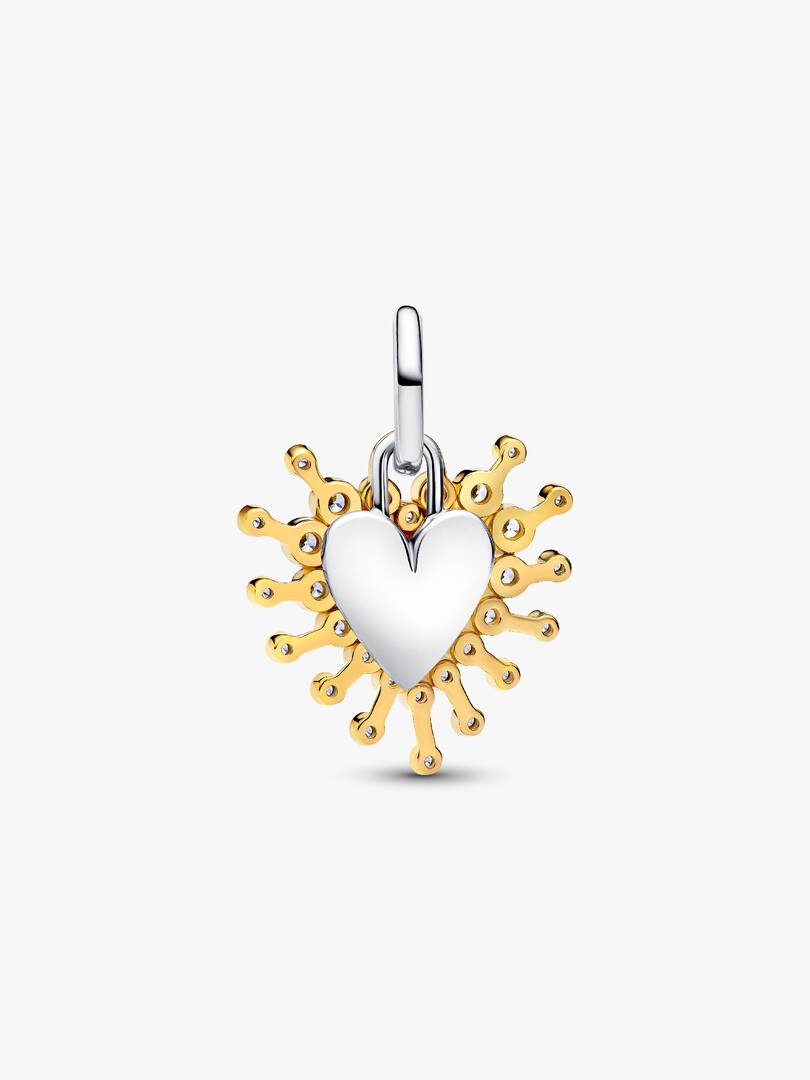 Radiant Heart Double Dangle Charm Sterling silver, 14k gold plating