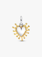 Radiant Heart Double Dangle Charm Sterling silver, 14k gold plating