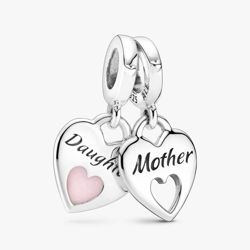 Mother Daughter Splittable Heart Charm and Bracelet Set 2 Quantity