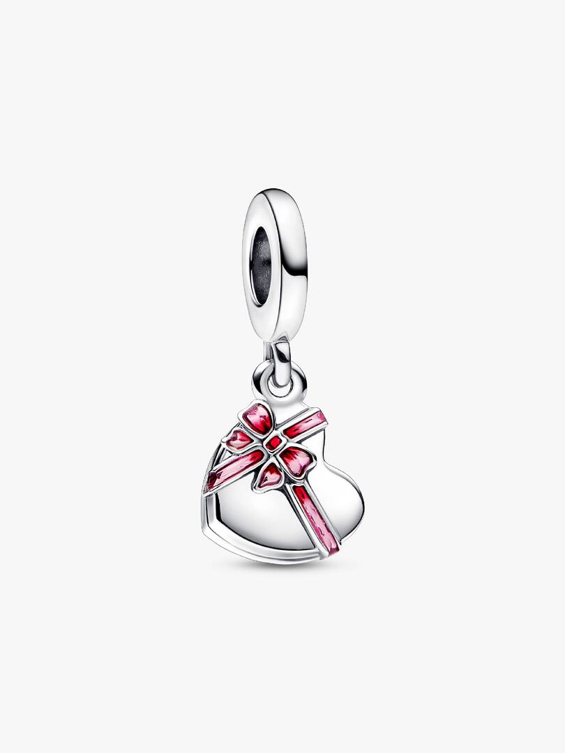 FINAL SALE - Openable Heart Chocolate Gift Box Dangle Charm Sterling silver