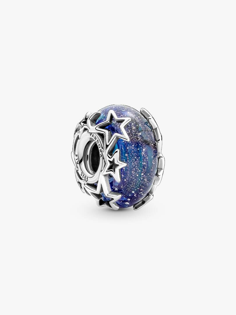 Galaxy Blue & Star Murano Charm Sterling silver