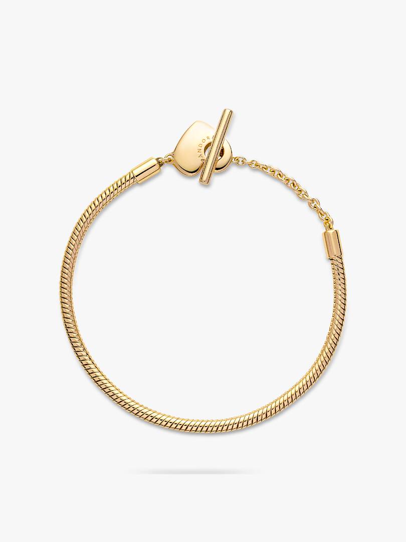Pandora Moments Heart T-Bar Snake Chain Bracelet 14k gold plating