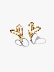 Organically Shaped Heart Hoop Earrings 14k gold plating