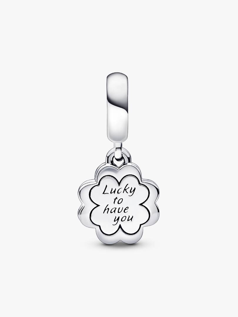 Four-leaf Clover Friendship Double Dangle Charm Sterling silver