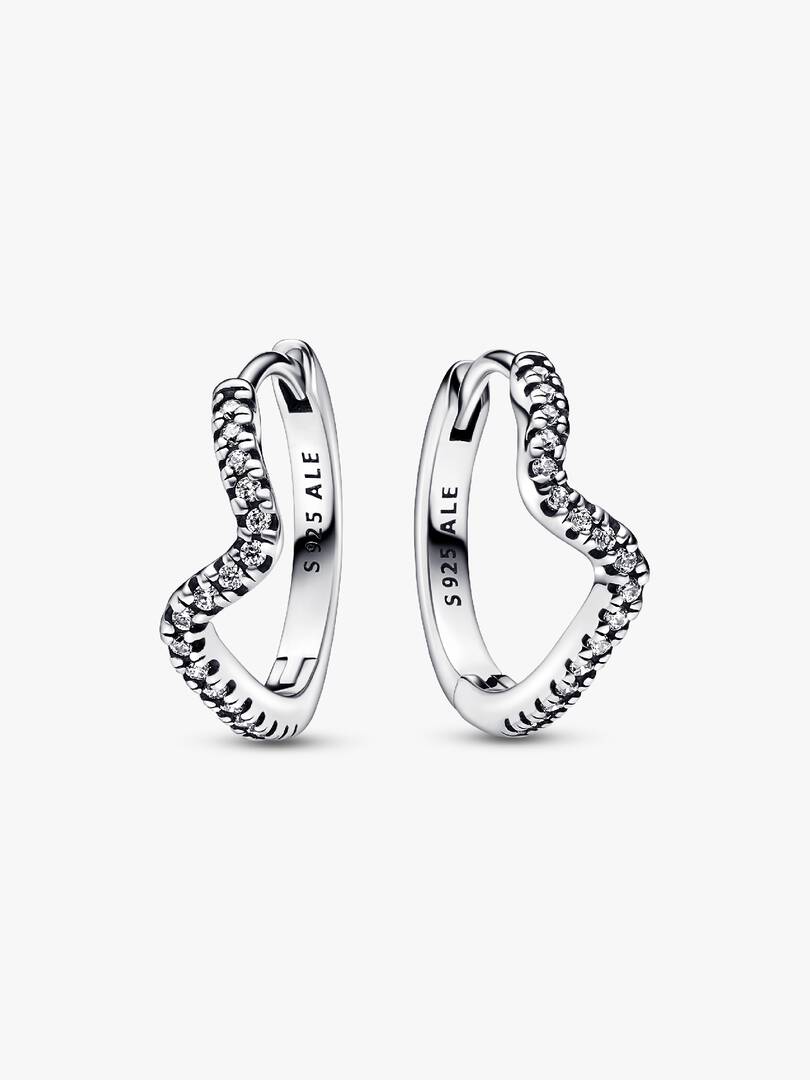 FINAL SALE - Sparkling Wave Hoop Earrings Sterling silver