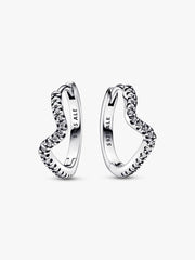 FINAL SALE - Sparkling Wave Hoop Earrings Sterling silver