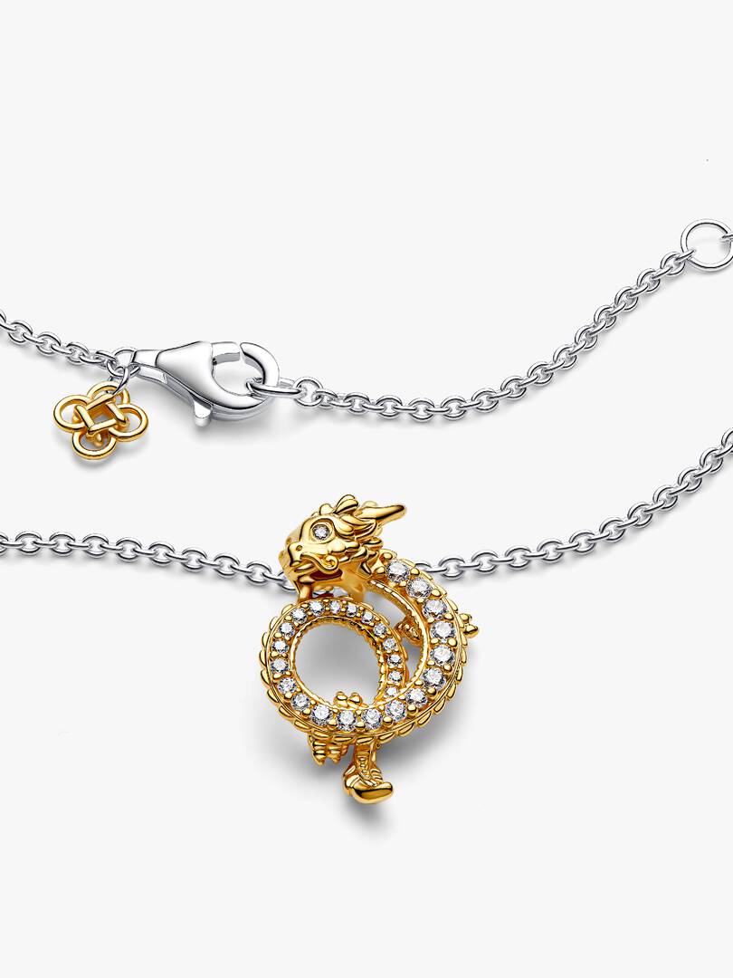FINAL SALE - Dragon Collier Necklace Sterling silver, 14k gold plating