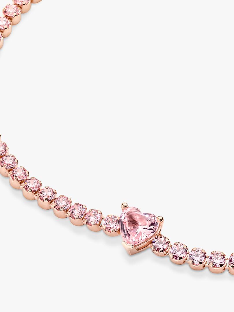 Sparkling Heart Tennis Bracelet 14k rose gold plating