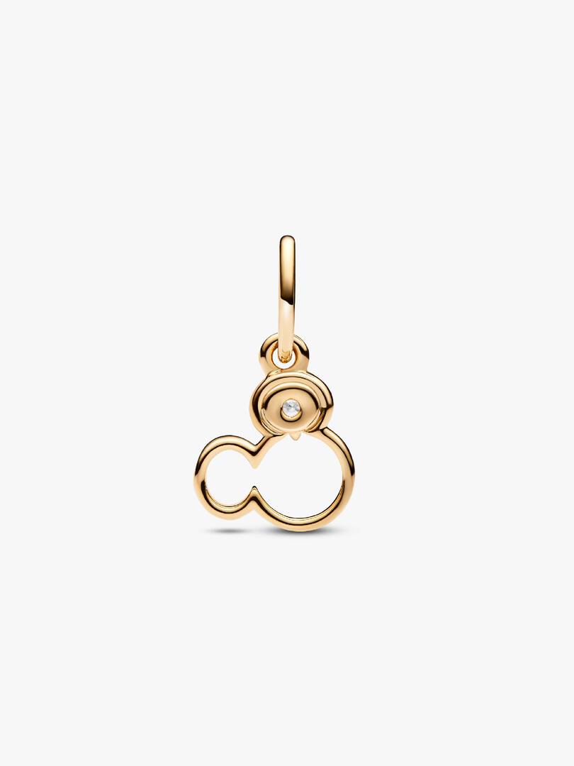 Disney Mickey Mouse Silhouette Lab-Grown Diamond Dangle Charm 0.15 ct TW, 14k gold