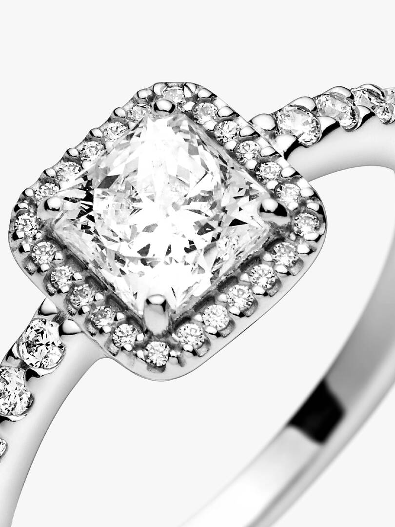 Square Sparkle Halo Ring Sterling silver