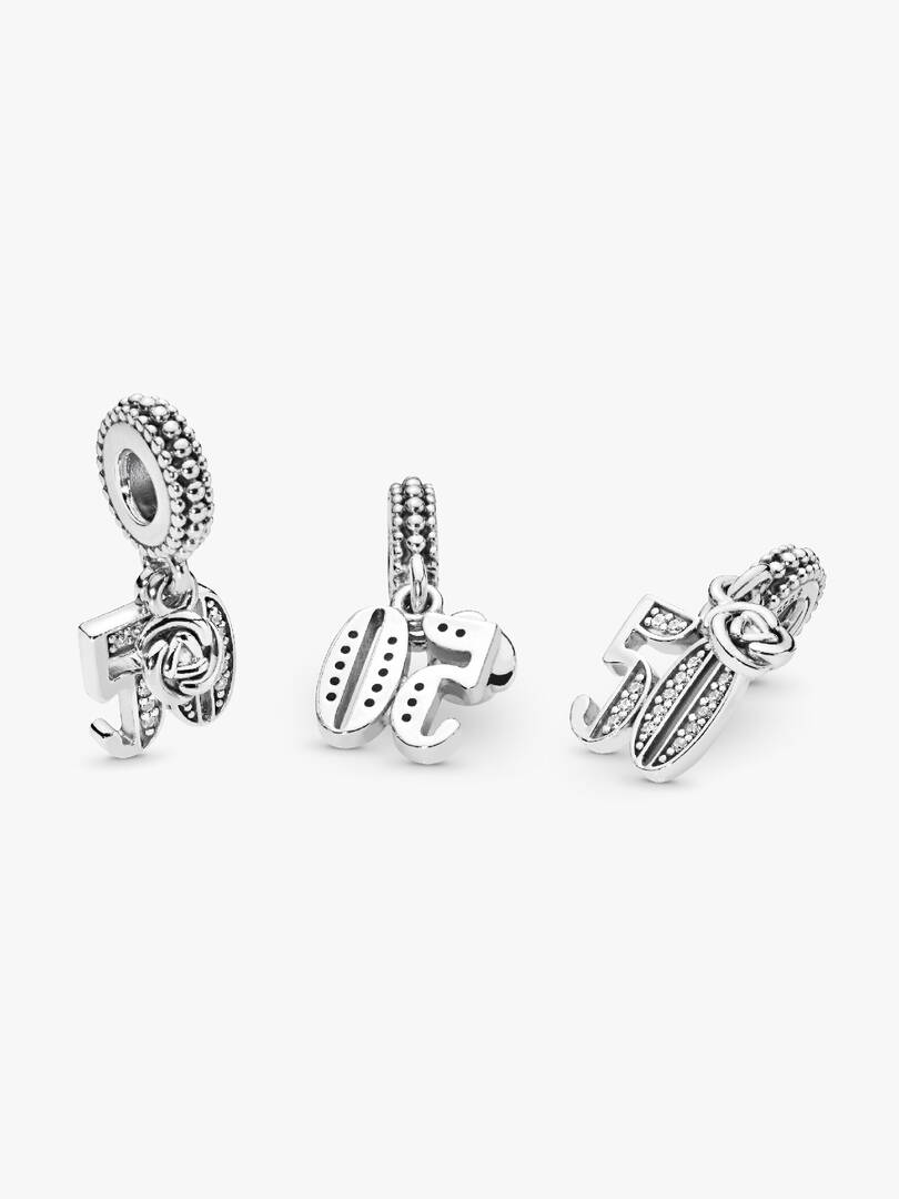 50th Celebration Dangle Charm Sterling silver