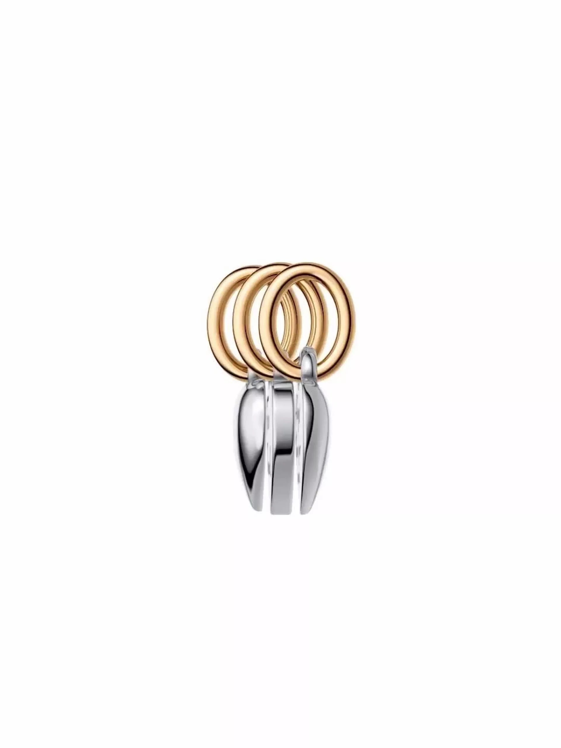 FINAL SALE - Two-tone Splittable Friendship Triple Dangle Charm Sterling silver, 14k gold plating