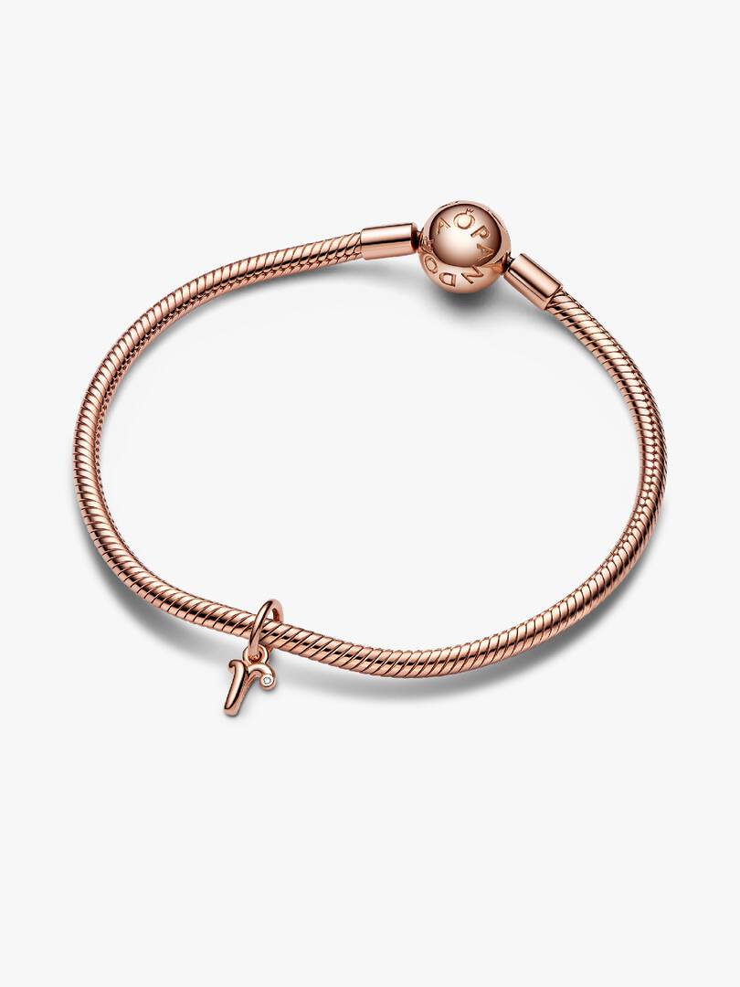 FINAL SALE - Letter R Script Alphabet Dangle Charm 14k rose gold plating