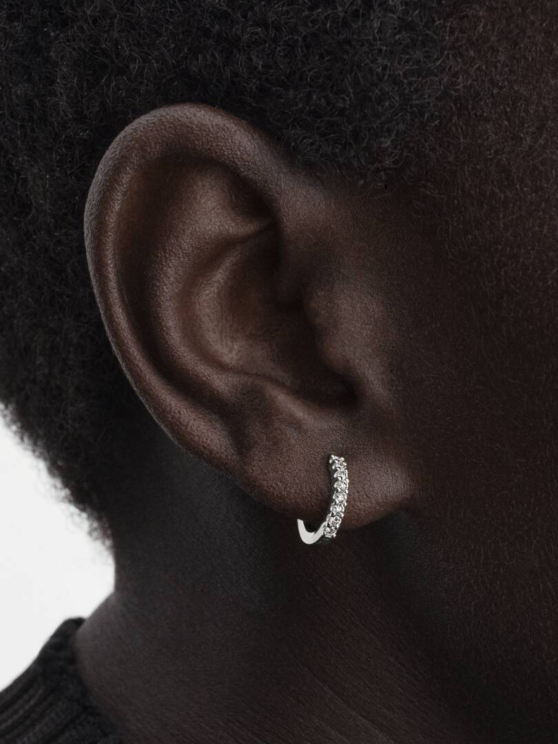 Pandora Era Lab-Grown Diamond Pavé Hoop Earrings 0.12 ct TW, 14k white gold