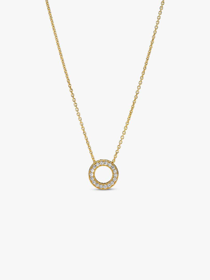 Pandora Logo Pavé Circle Collier Necklace 14k gold plating