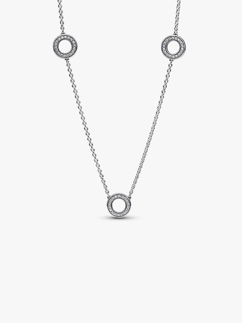 FINAL SALE - Pavé Circles Chain Necklace Sterling silver