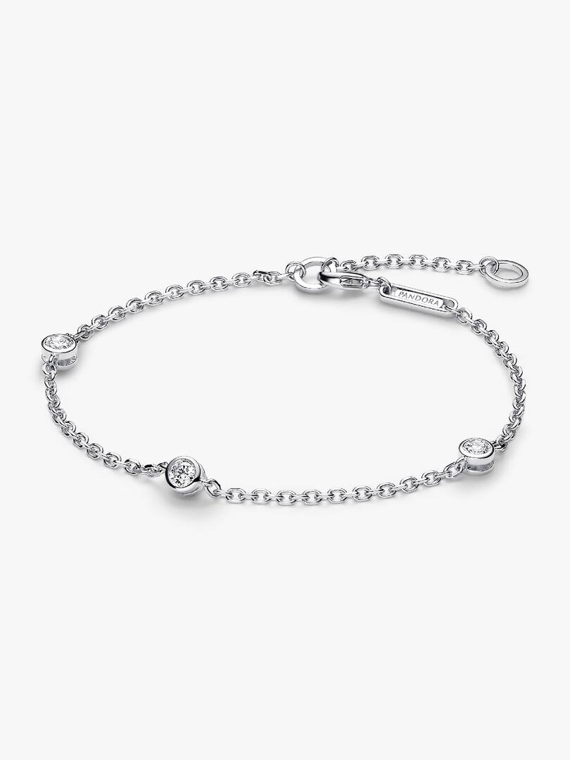 FINAL SALE - Pandora Era Bezel Sterling Silver Lab-grown Diamond Station Chain Bracelet 0.30 ct TW, Sterling silver