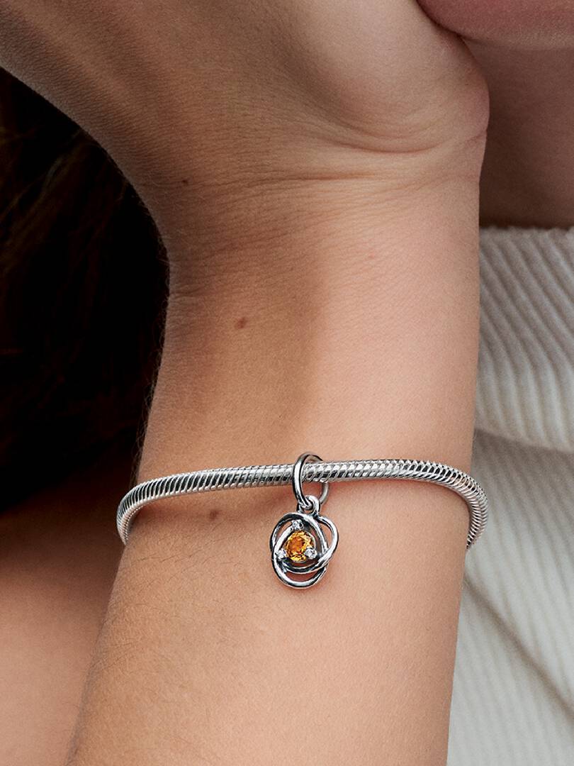 FINAL SALE - Honey Eternity Circle Dangle Charm Sterling silver
