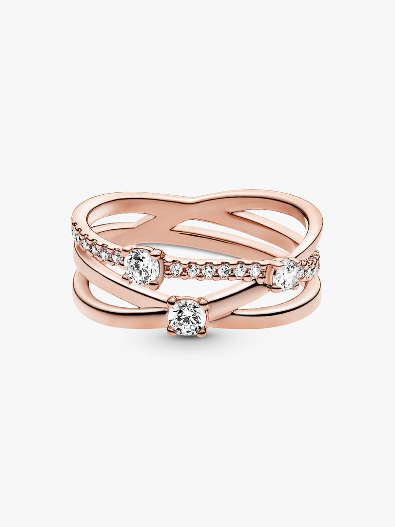 FINAL SALE - Sparkling Triple Band Ring 14k rose gold plating