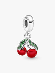 Asymmetrical Cherry Fruit Dangle Charm Sterling silver