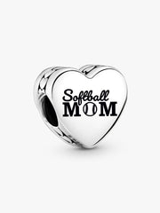 Softball Mom Heart Charm Sterling silver