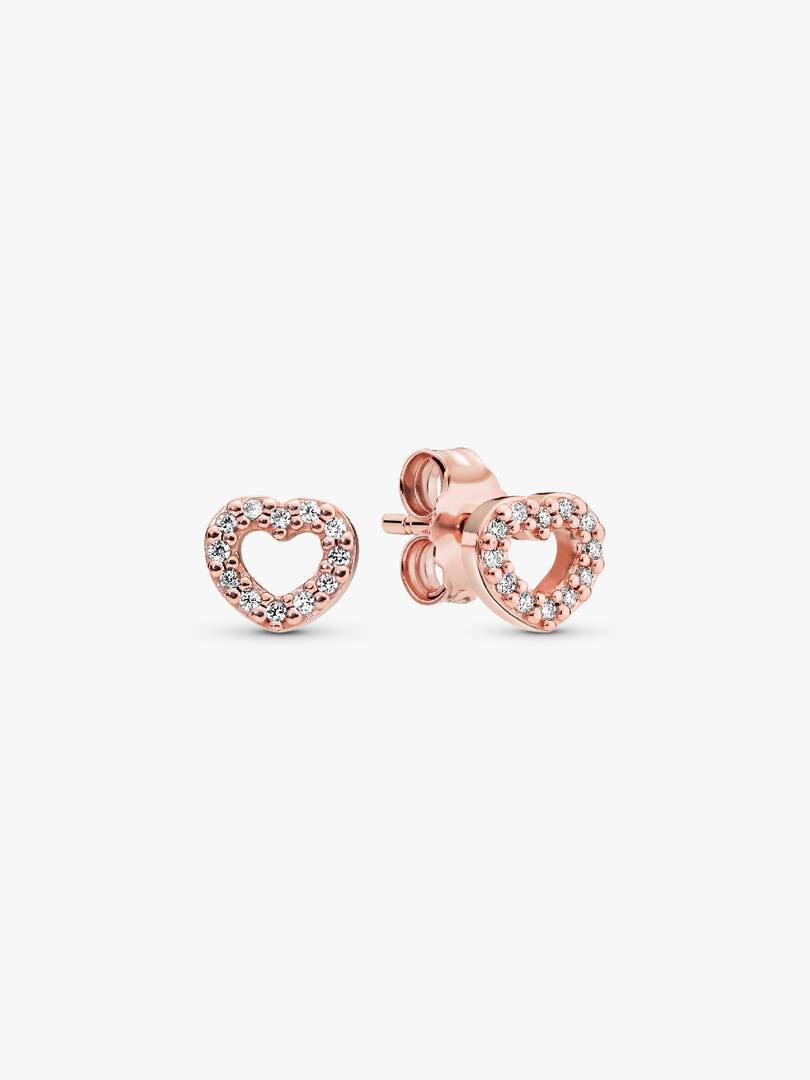 FINAL SALE - Open Heart Stud Earrings 14k rose gold plating