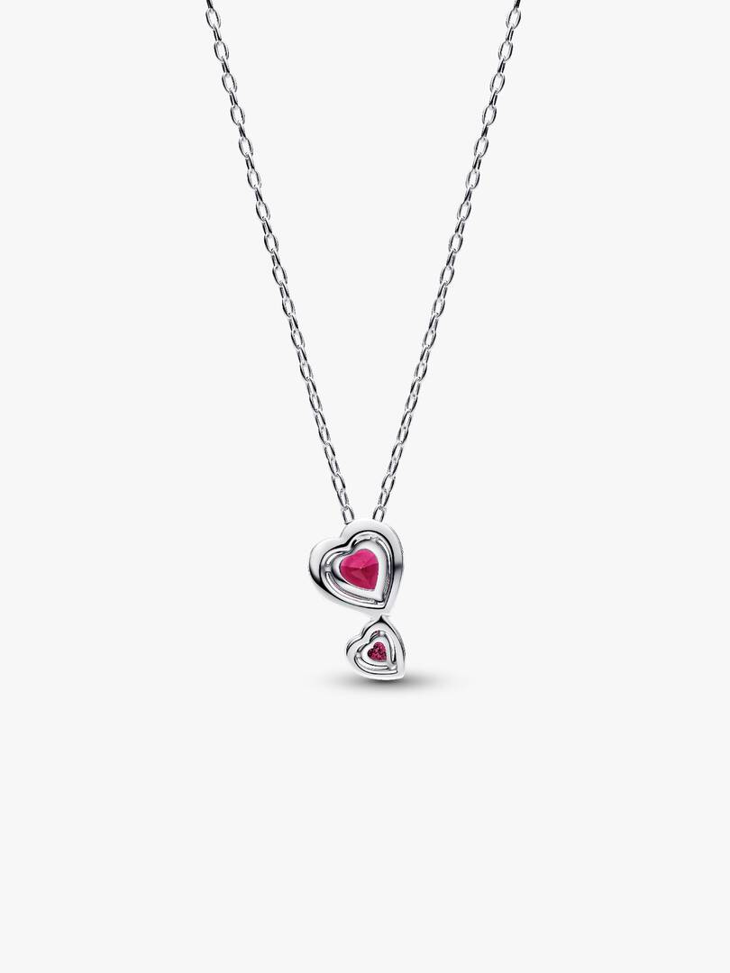 FINAL SALE - Red Halo Hearts Pendant Necklace Sterling silver