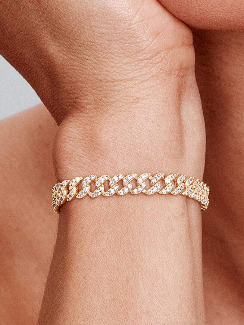 Pavé Cuban Chain Bracelet 14k gold plating
