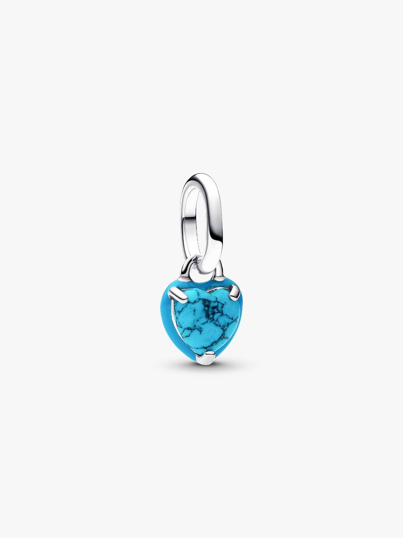 Turquoise-colored Heart Mini Dangle Charm Sterling silver